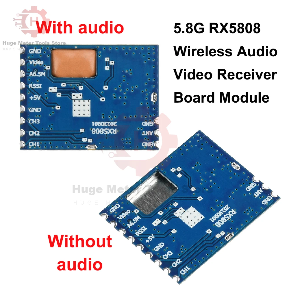 

1Pcs RX5808 Wireless Audio Video Receiver Module 5.8G Frequency Phase Lock Analog AV Signal Output Mode 3.5V 170mA Board