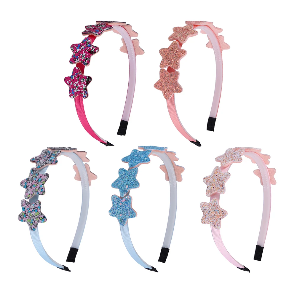 

5PCS Star Shape Hair Hoops Kids Headwear Lovely Headdress for Girls Birthday Photo Shoots Non Fading Lightweight