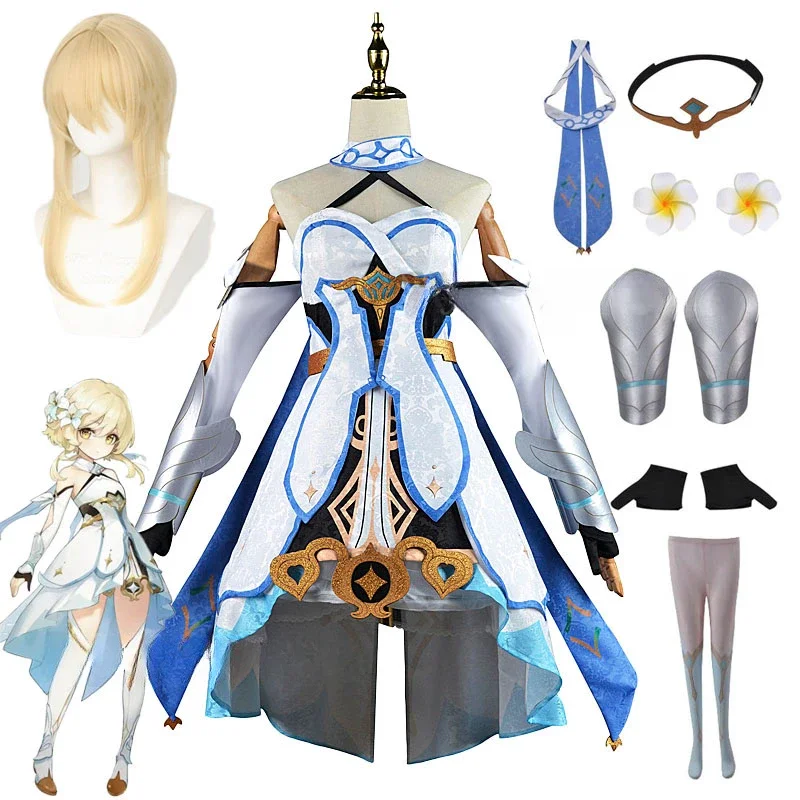 Game Genshin Impact Lumine Cosplay Costume Game Clothes Genshin Lumine Dress Wig Full Set Outfits Party Costumes