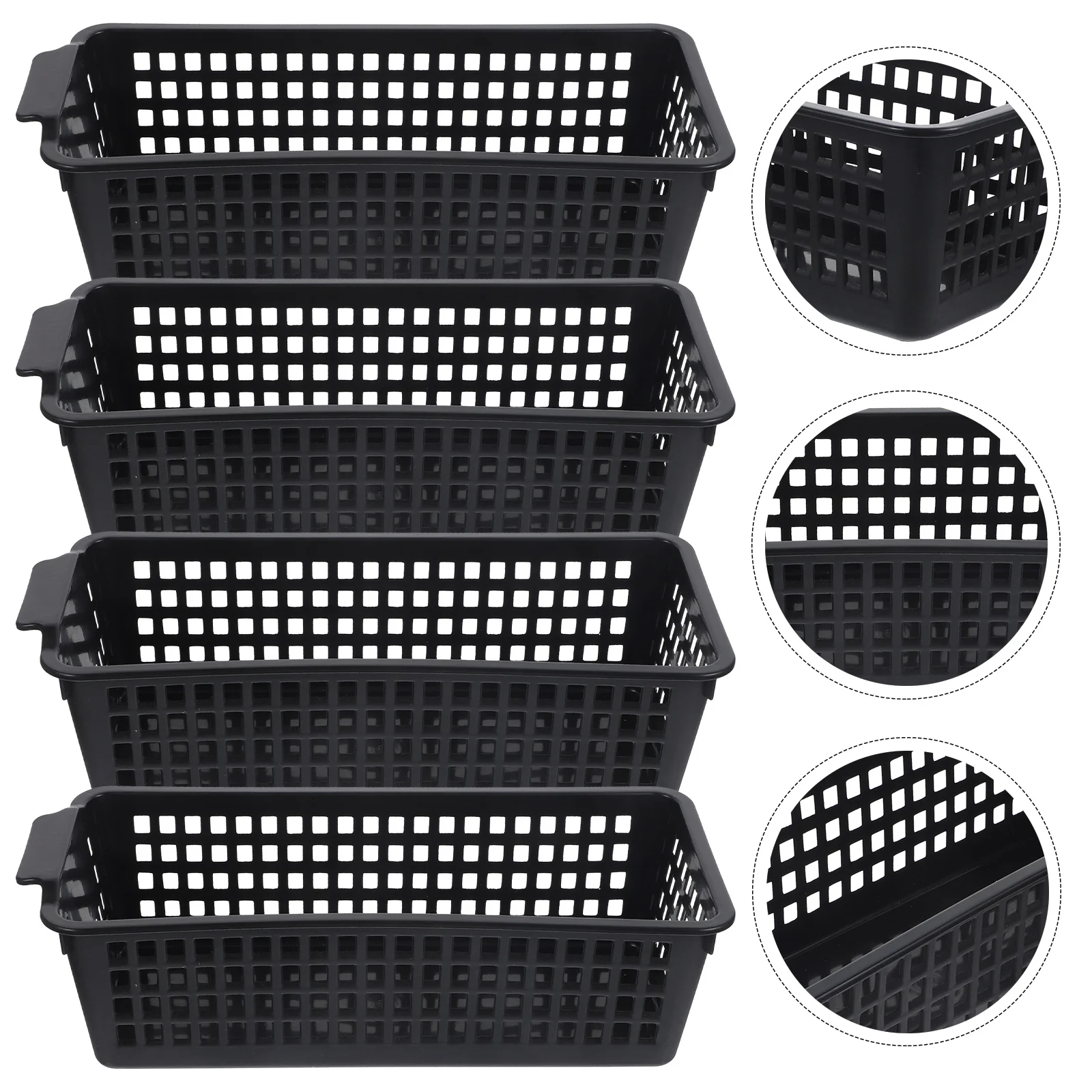 

4pcs Plastic Storage Baskets Small Organizer Bins For Kitchen Bathroom Closet Pantry Desktop Sundries Storage Basket With Cutout