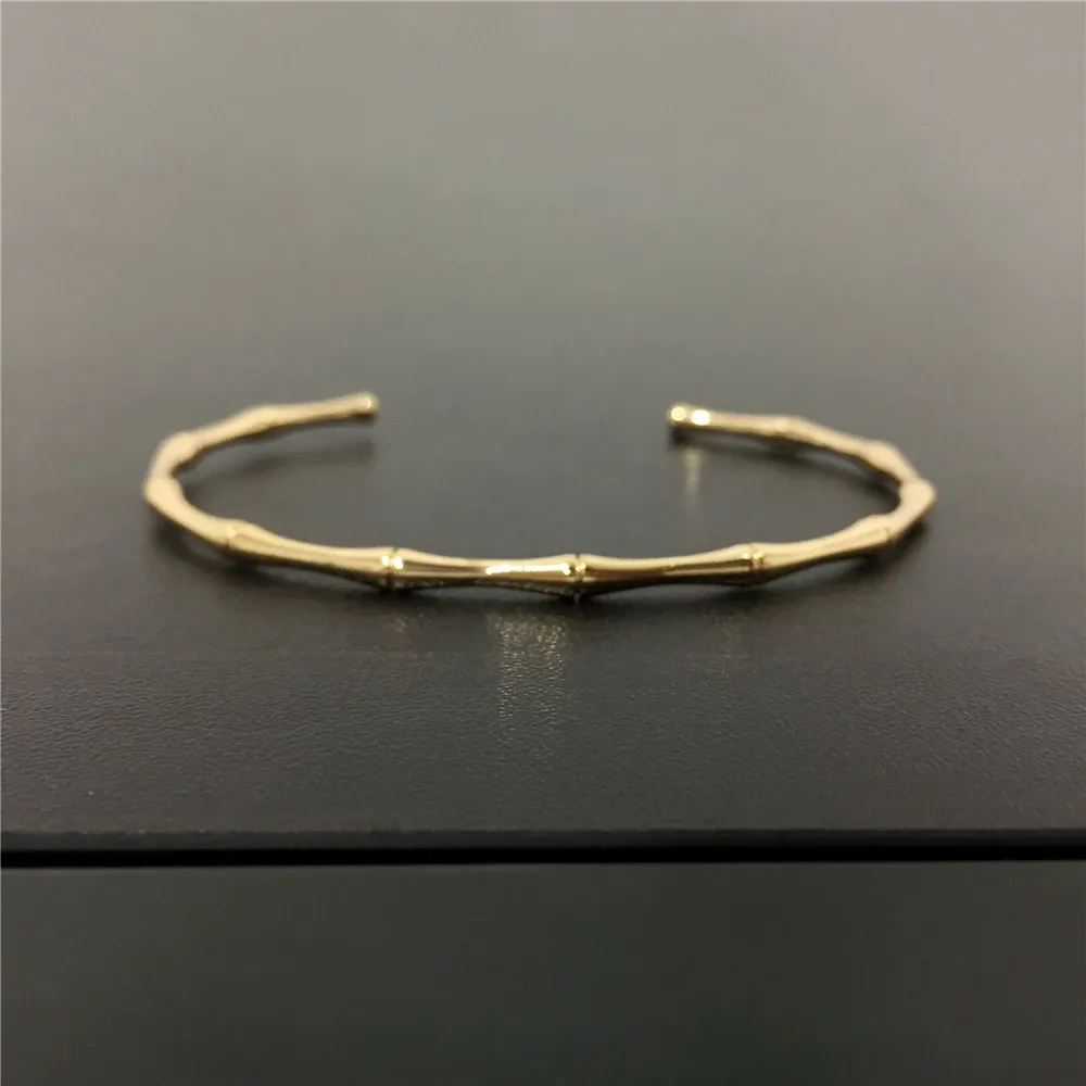 New Trendy Gold and Silver Color Bamboo Node Shape Bangle Cuff Bracelet for Women Girl Fashion Jewelry Gift Wholesale