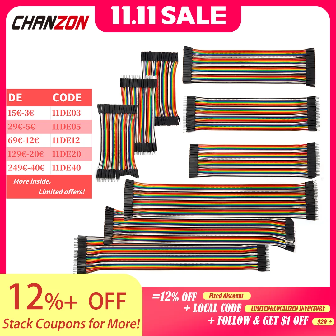 

Медная ленточная перемычка, 10 см, 20 см, 30 см, 24awg, кабель Dupont, 40-контактный длинный линейный разъем для макетной платы Arduino DIY