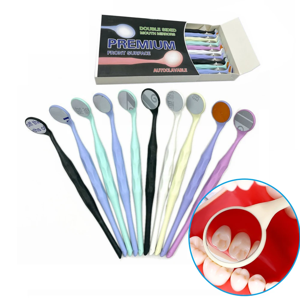 

10PcsDental Double/Single Sided Mouth Mirror Premium Front Surface Mouth Exam Reflector Oral Mirror Tooth Whitening Autoclavable