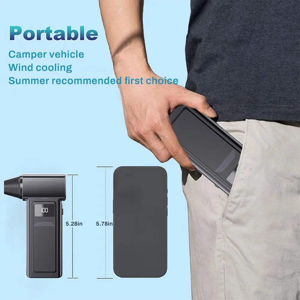 130000 RPM Handheld Turbo Violent Fan Digital Display Illumination Mini Electric Air Blower High-Speed Rechargeable