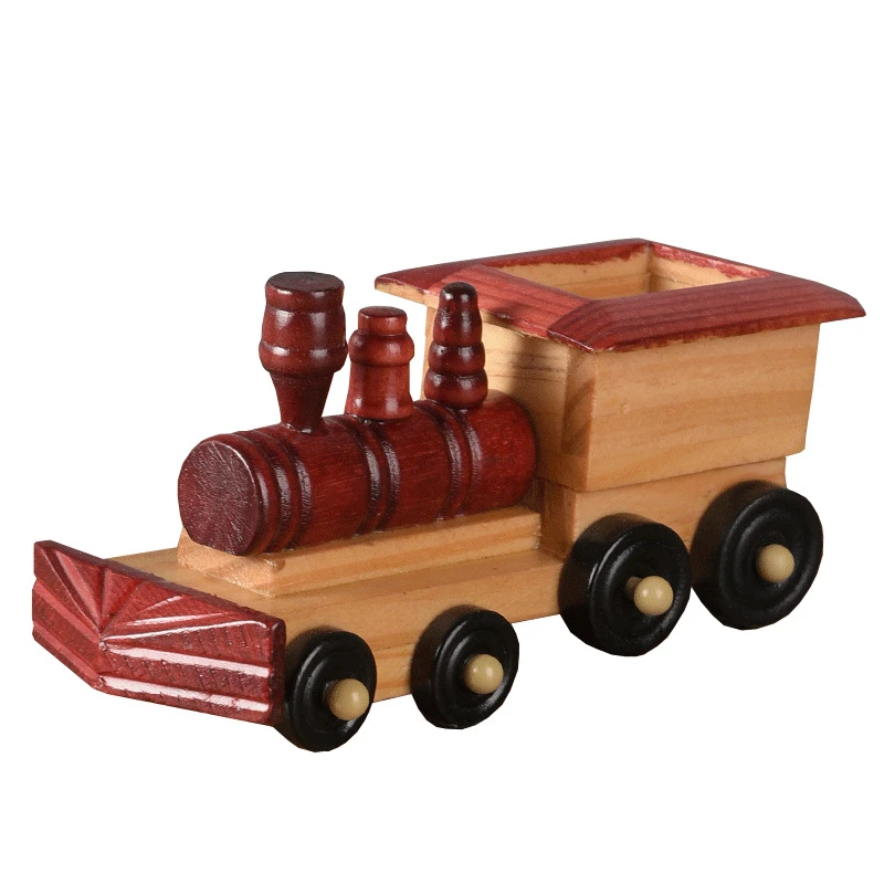 Retro Wooden Classic Car Train Model Decorative Ornaments Wooden Handmade Home Office Ornaments Collection Gifts Children\'s Toys