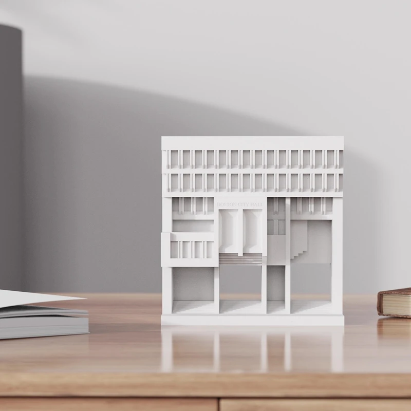 Miniature Boston City Hall Concrete Model - Brutalist Architecture Collectible & Home Decor