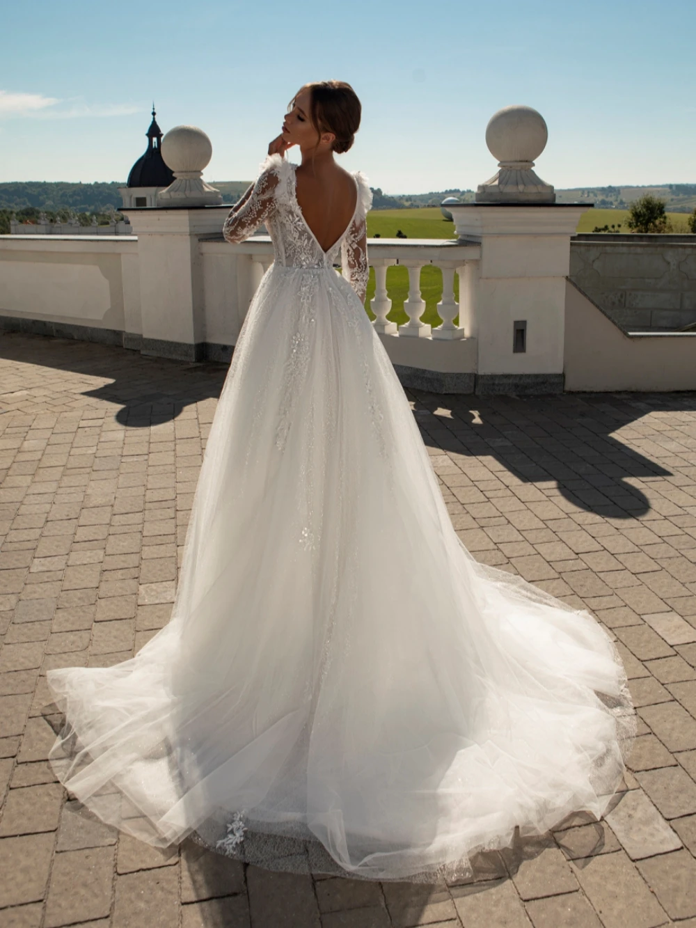 Vestido de noiva clássico com apliques de renda, veste de noiva longo de lantejoulas, vintage, 2024