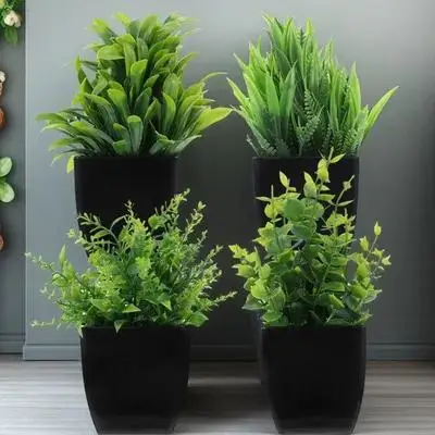 

4Pcs Fake Potted Plants in Black Pot Mini Artificial Eucalyptus for Desk Shelf Bathroom Farmhouse Aesthetic Decoration
