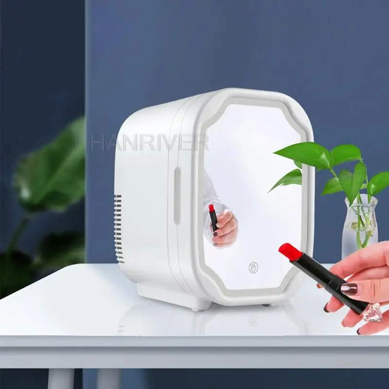 Refrigerador pequeño con espejo cosmético para coche, refrigerador de belleza Semiconductor de exportación de 8L, doble uso, caliente y frío, 12v, 220V