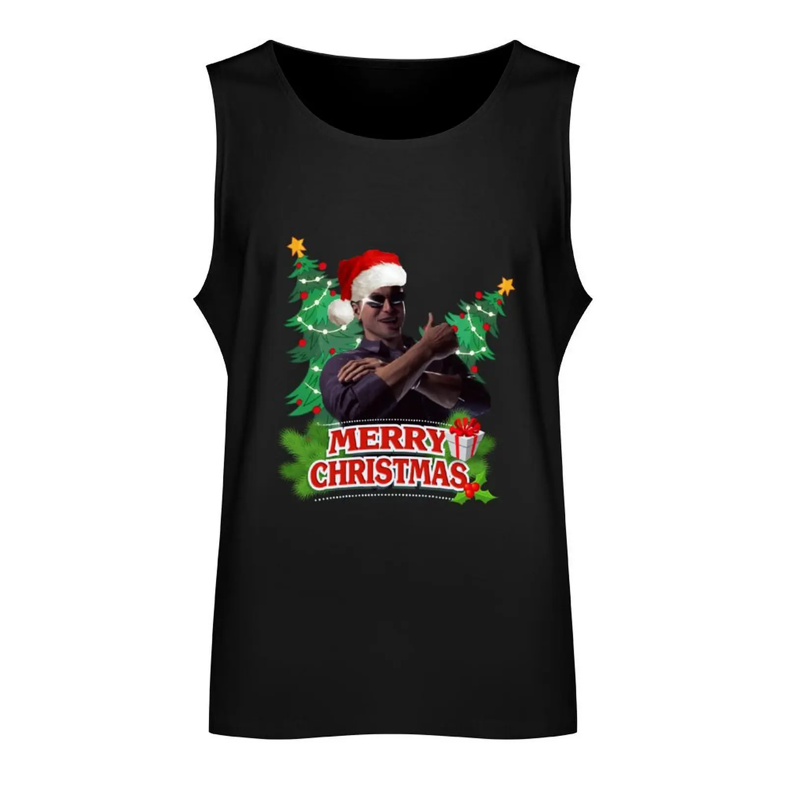 Merry Christmas Johnny Cage mortal kombat Tank Top Men's gym articles anime t-shirts Man gym clothes bodybuilding t shirt