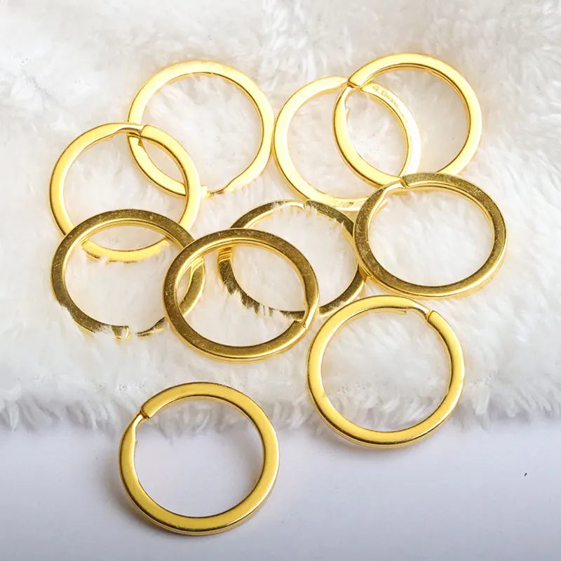 100Pcs/Lot 25 28 30 32 35mm Gold Round Key Ring Llaveros Clasp Findings Key Chain Split Ring Plated Key Ring For Jewelry Making