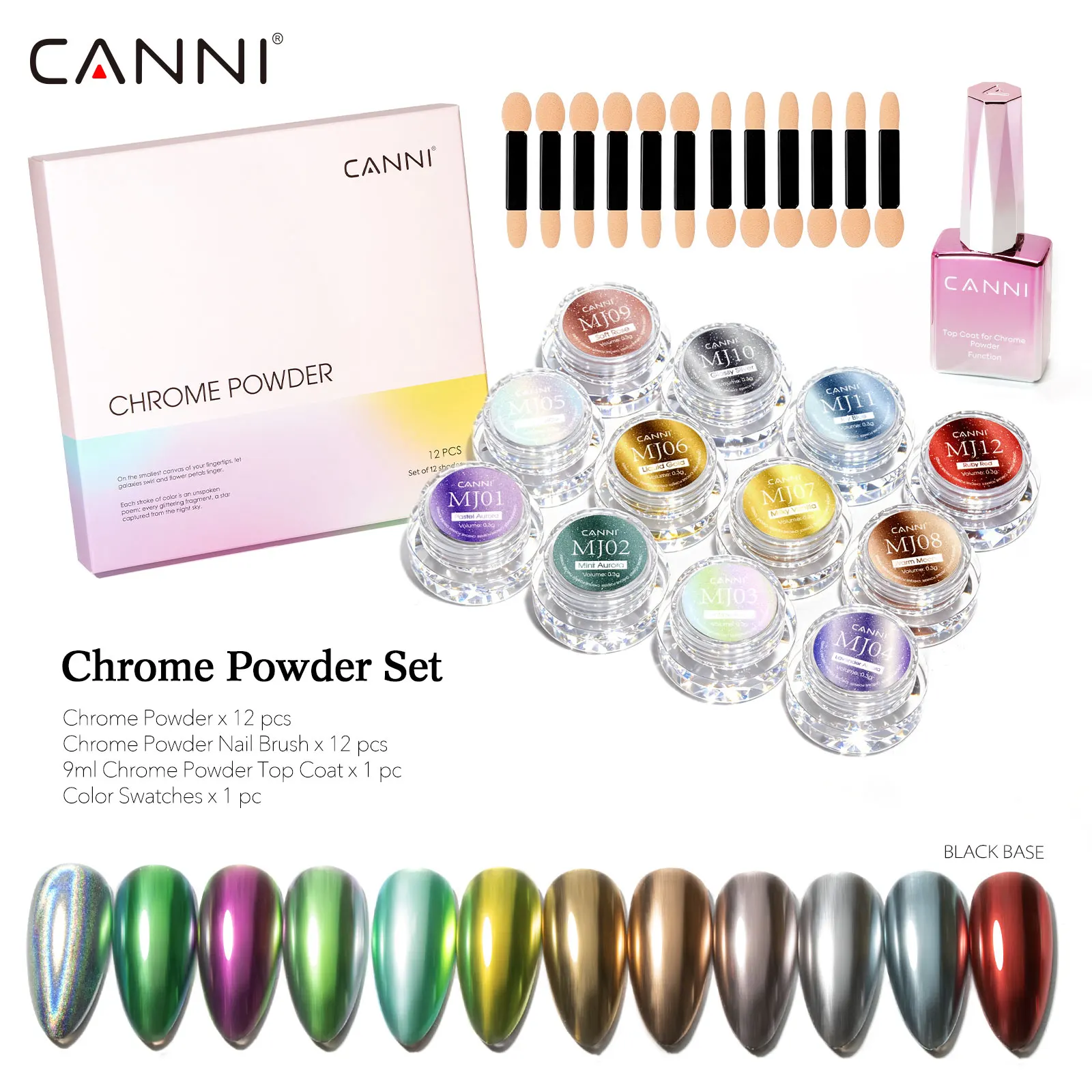 CANNI 9ml Ultra-Glänzender Überlack für Chrom-Puder Spiegeleffekt Perlglanz Metallic-Pigment Abziehbarer UV-Gel Nagelkunst-Dekorationslack – Detail 14