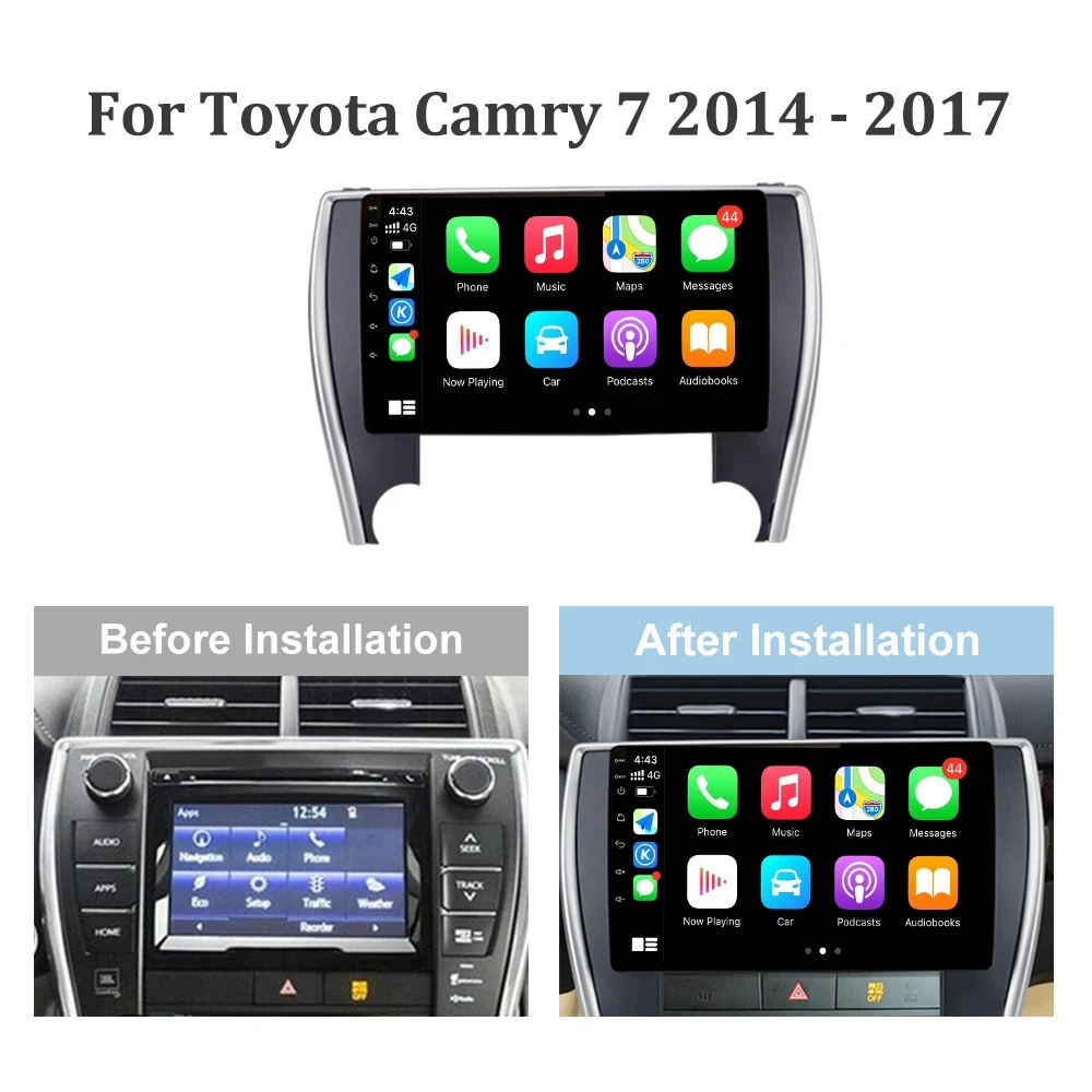 For Toyota Camry 7 2014-2017 Android 13 Car Stereo Unit Multimedia Radio 4G wifi GPS Wireless Carplay 2 Din Screen