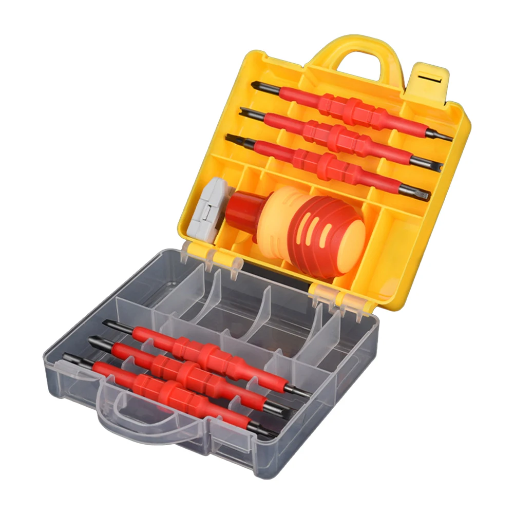 

14 In 1 Magnetic Screwdrivers Set Insulated Ratchet Screwdriver Slotted Corss Screw Driver Bits For Electricians Repair Tool ﻿