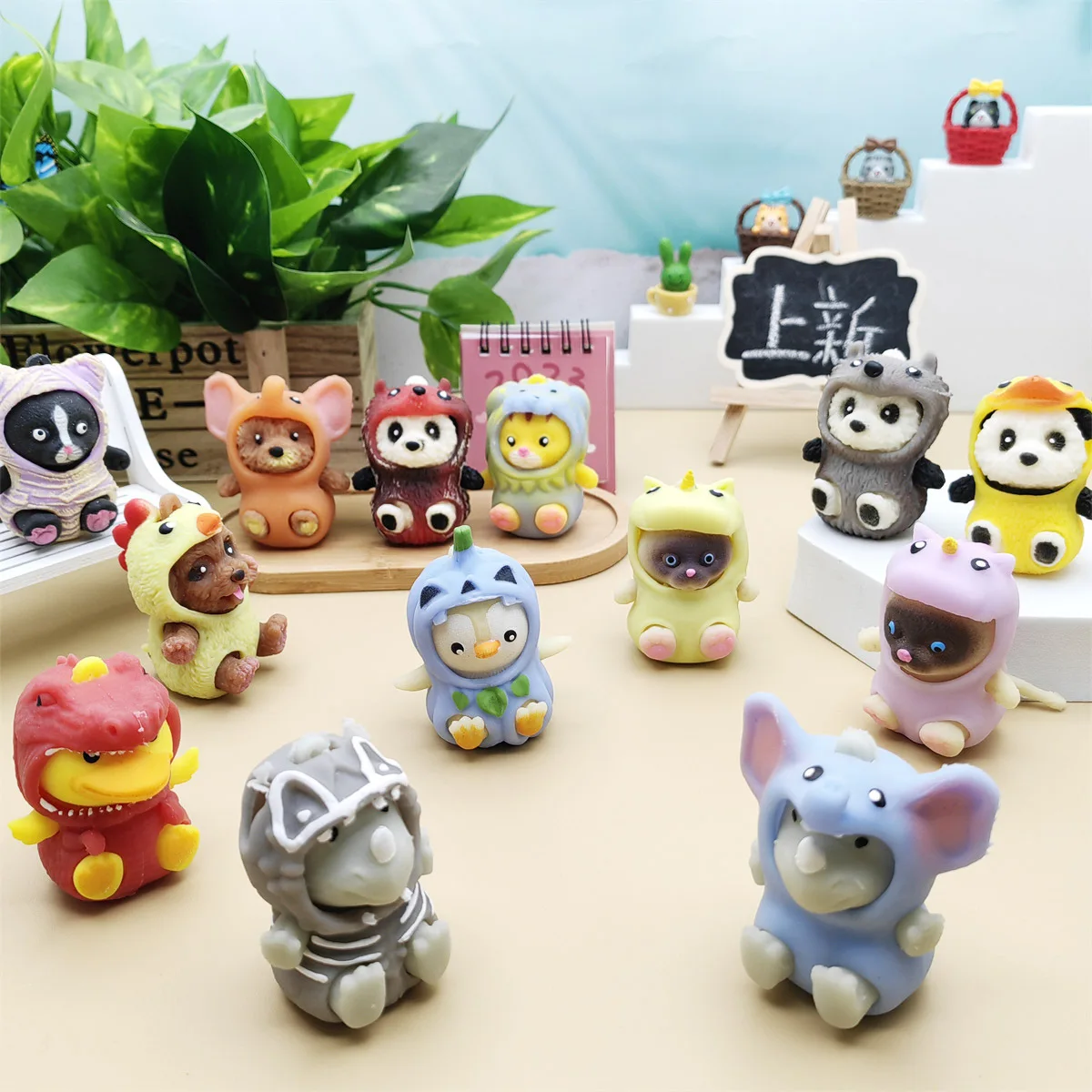 Creative Animal Dress Up Cosplay Stress Relief Squeeze Toys Kawaii Soft Animal Antistress Ball Squishy Toy Keychain Bag Decor