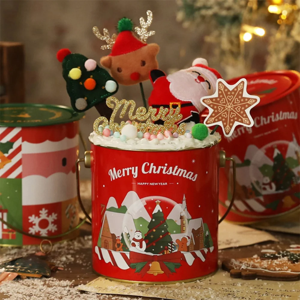 Metal Square Mini Christmas Candy Gift Box Portable Christmas Candy Box Christmas Tote Bag Open And Close Gift Boxes