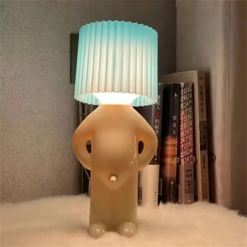 Claeted Naughty Boy Creative Table Lamp Unique LED Pleats Reading Lighting Bedroom Bedside Night Light Children\'s Gift