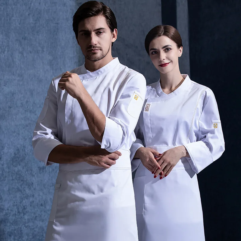 

C205 Women Restaurant Clothes Chef Waitress Jacket Work Uniform New Fashion Food Service Barista Wear Chef Coat