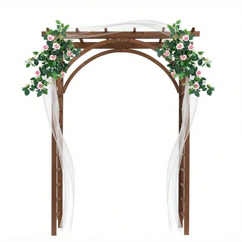 8 FT Wooden Garden Arbor Arches Wedding Party Arch For Climbing Plant