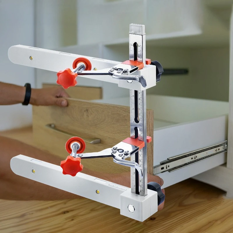 

Инструмент для установки направляющих ящиков шкафа: пластиковый и нержавеющий направляющий профиль, вспомогательный инструмент для установки направляющих, локатор