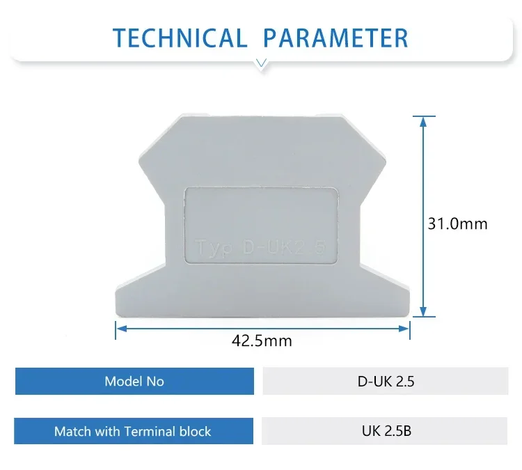 End Cover D-UK 2.5 Voor Klemmenblok UK-2.5B Eindplaten Din Rail Eindblokken Accessoires D-UK2.5 100 Stuks