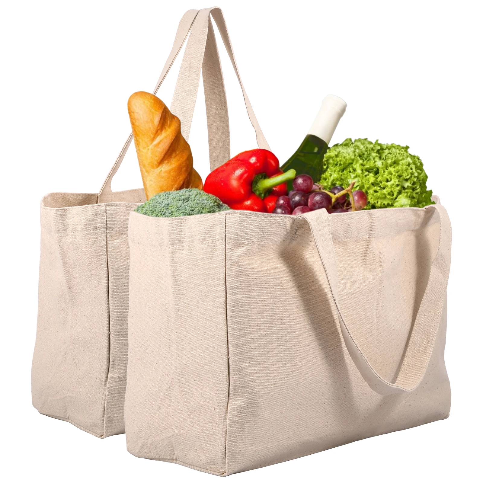 

2/3 шт. холщовые сумки для покупок с карманами, вместительные сумки через плечо для продуктов, сверхпрочные, складные, моющиеся, многоразовые сумки-тоут