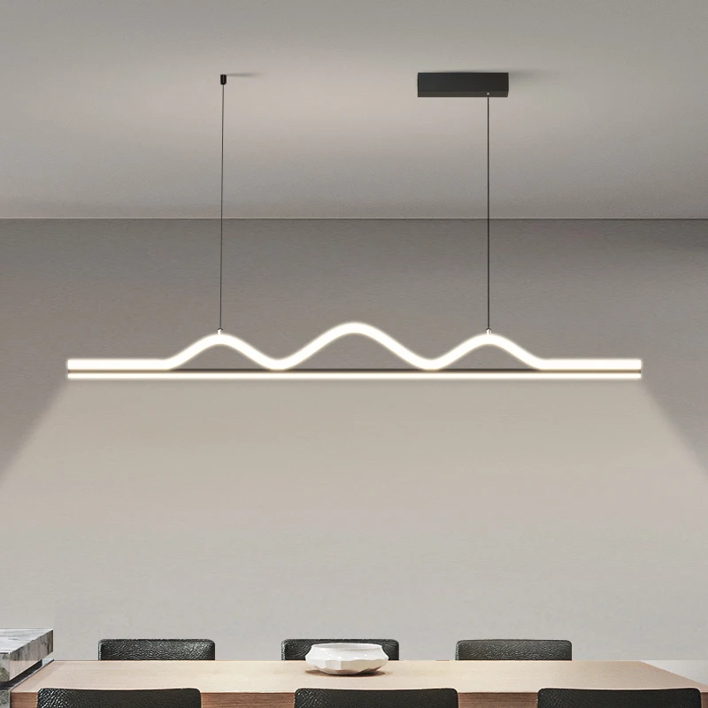 Modern Minimalist One-word Long Strip Geometric Shape Restaurant Chandelier Dining Table Bar Cafe Island Designer Pendant Lights