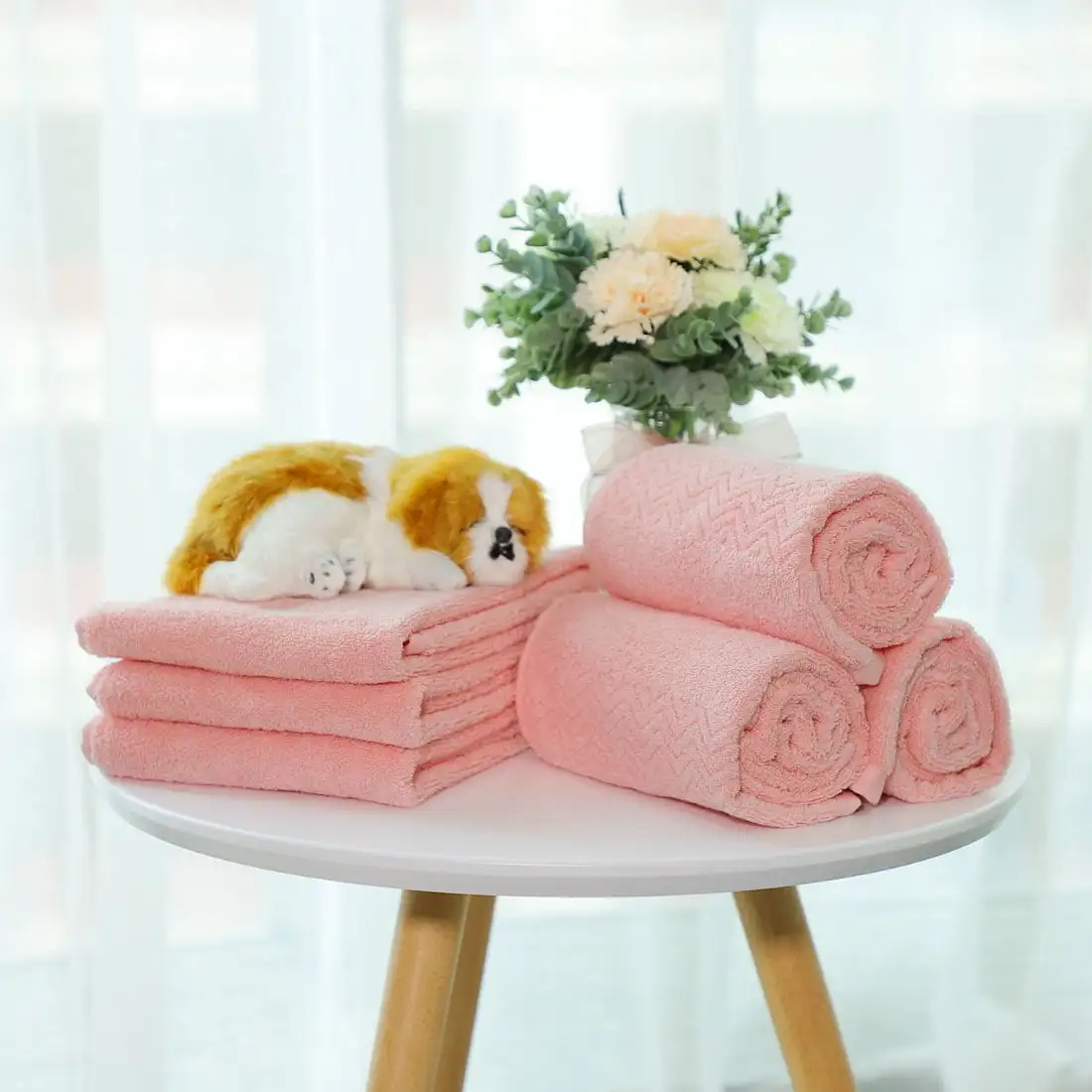 

6-Pack Cotton Plush Hand Towel Washcloth Pink 29 x 13
