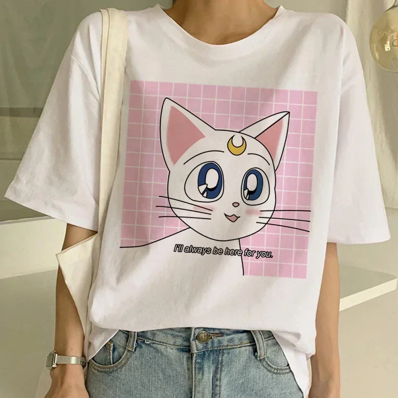 Harajuku T Shirt Women Aesthetic Mona Lisashirt Ullzang Vintage 90s tshirt Fashion Top Cat Tees Female T Shirts Tumblr Clothing