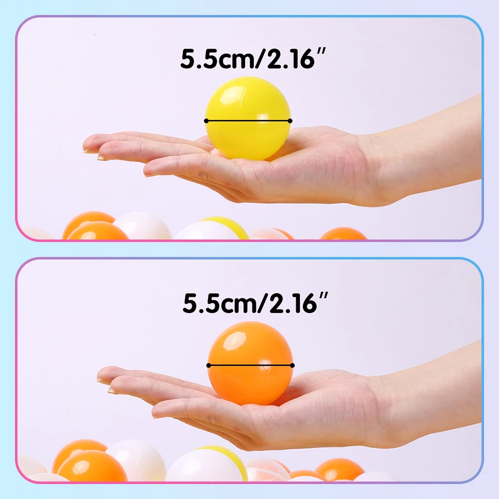 5.5cm 100 pçs bolas de plástico com saco líquido com laranja, amarelo, branco e claro para crianças bola poço e piscina brinquedos de água