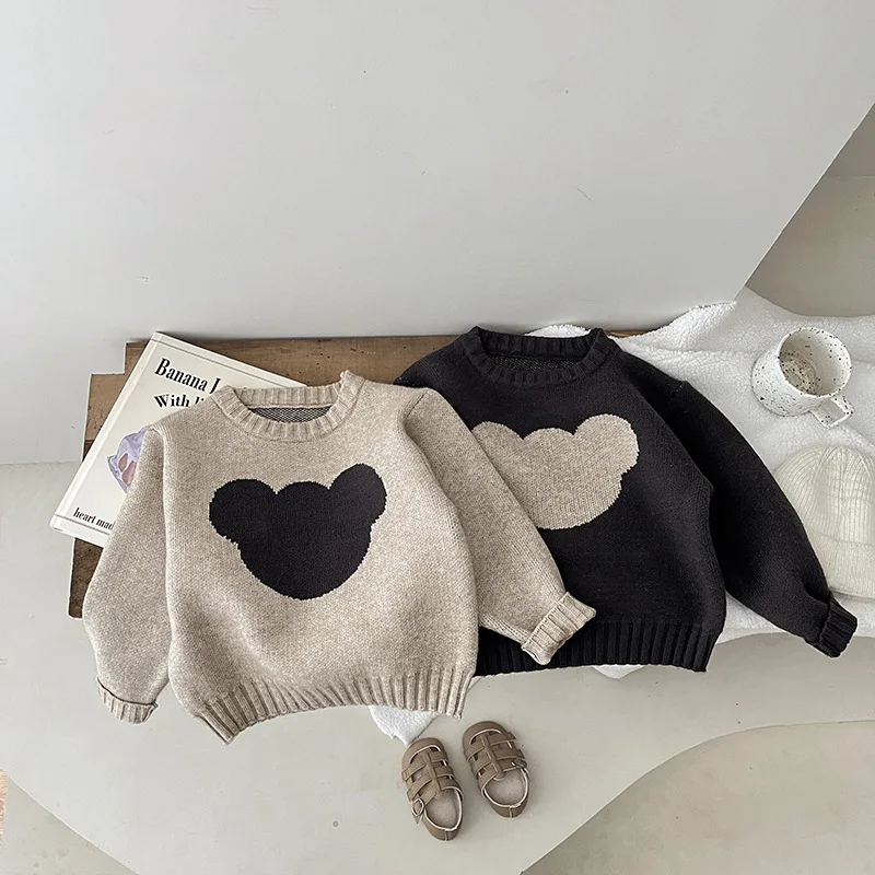 0-3y Boy Fashion Cute Sweater Newborn Baby Girl Cartoon Bear Knitted Tops Kids Autumn Winter Pullover Sweaters Toddler Clothes