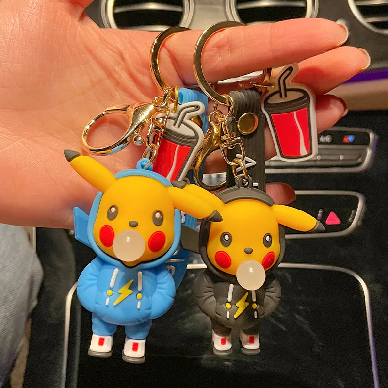 TAKARA TOMY Pokemon Anime Characters Cute Keychain Funny Fashion Pikachu Keychain Creative Car Keychain Toy