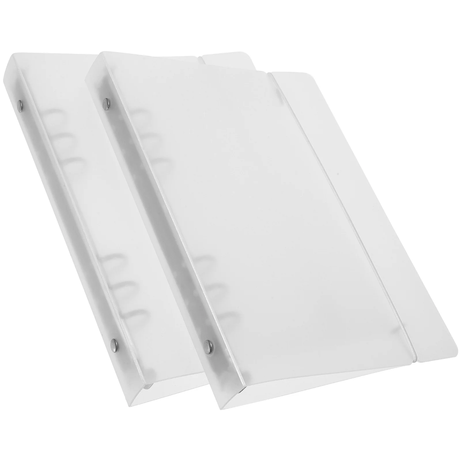 

2 Pcs Transparent Loose-leaf Book Portable Folder 6 Ring Binders File Holder Refillable Notebook Binding Belt Cute Pp