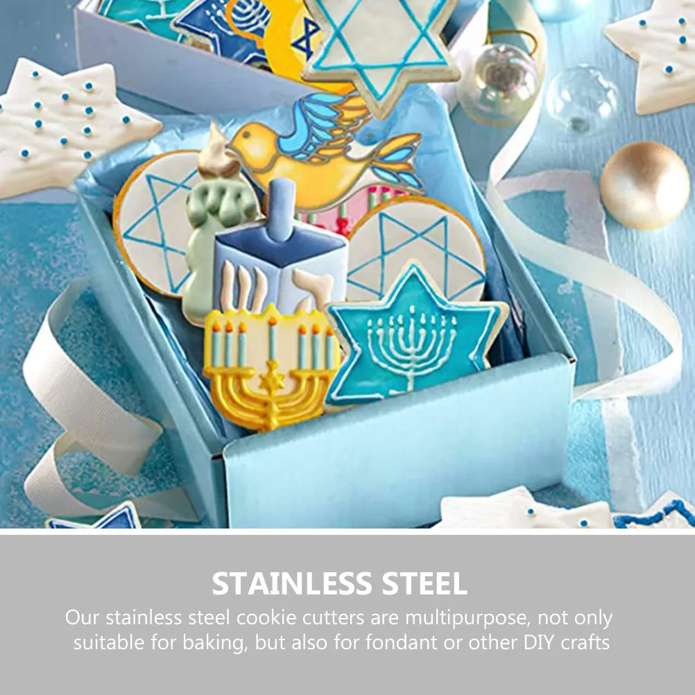

4Pcs Stainless Steel Cookie Molds Hanukkah Menorah Biscuit Cutters for Baking Crafts Non Stick Easy Clean Reusable Bakery