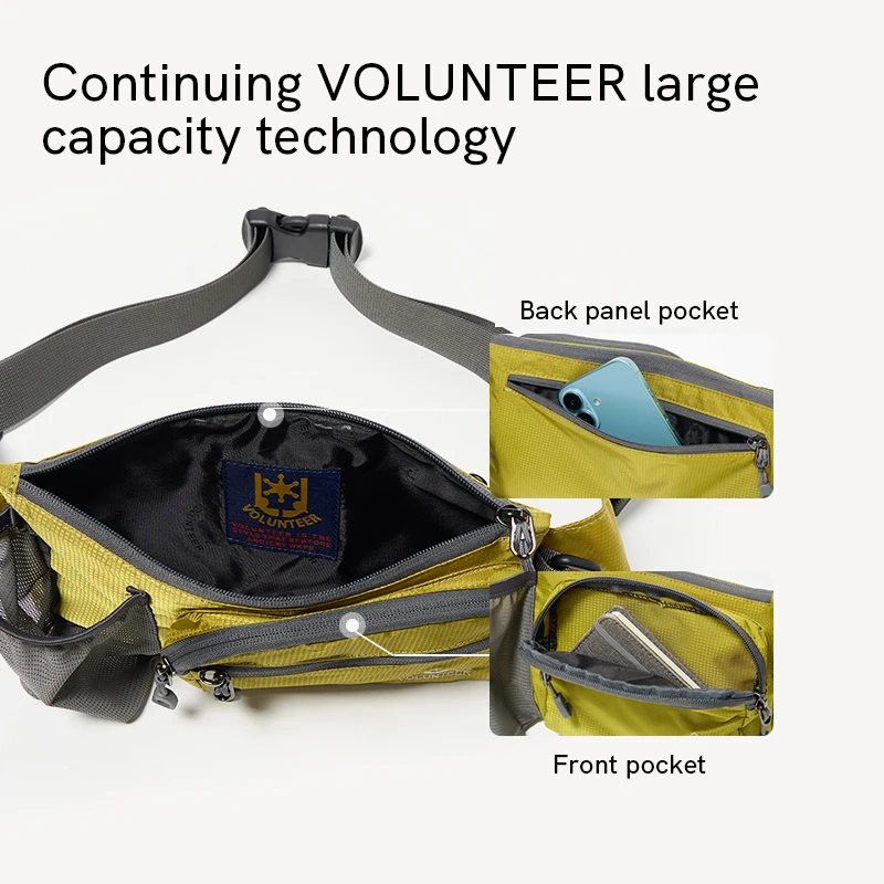 VOLUNTEER Crossbody Bag Men Casual Hiking Running Waterproof Waist Bags Man Oxford Lightweight Phone Cycling Chest Bag 1857-06