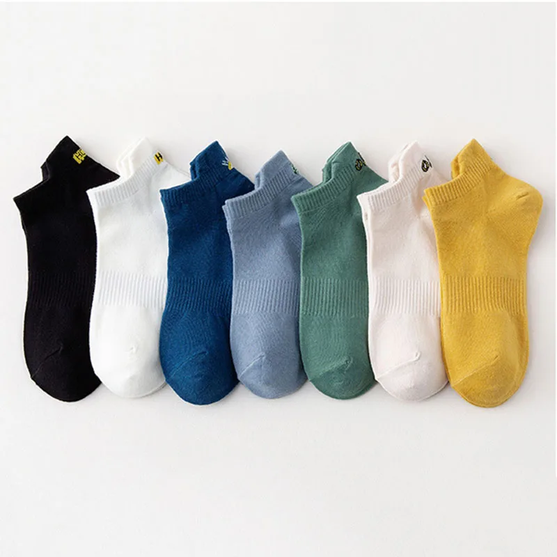 5 Pairs Of Men's Summer Cotton Socks Deodorant Sweat Absorbing Low-top Sports Thin Short Tube High Quality Boat Socks Wholesale