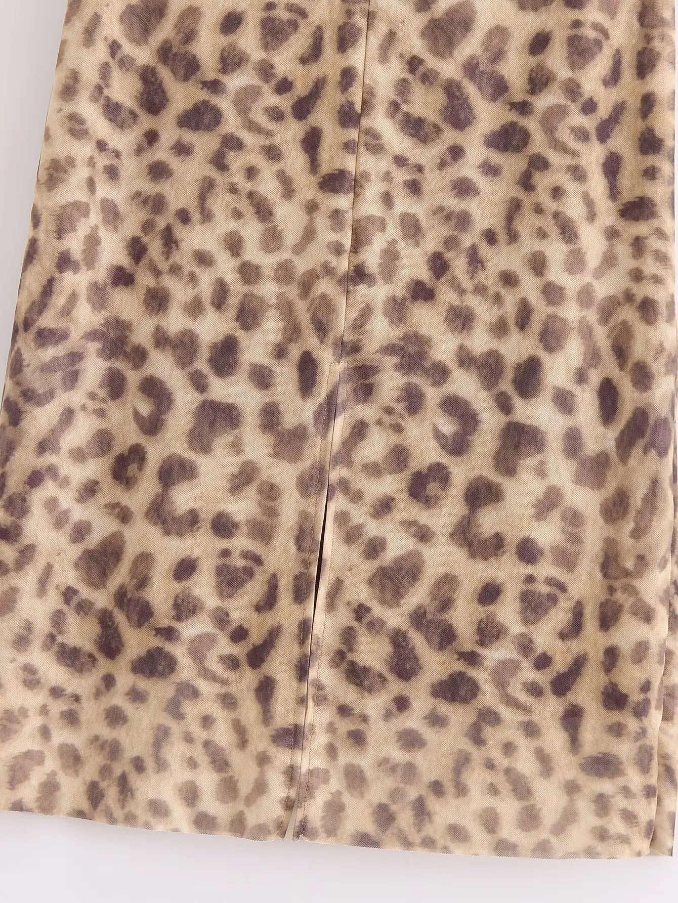 Saia de leopardo de malha de forro feminino, design dividido, retrô, cintura alta, zíper, moda chique, novo, 2024