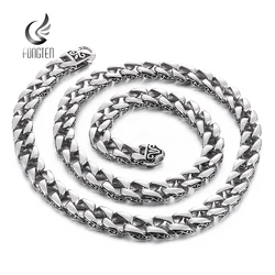 Fongten 70cm Curb Long Neckalce For Men Stainless Steel Rotre Totems Cuban Chain Heavy Men Necklace Choker Silver Color Jewelry