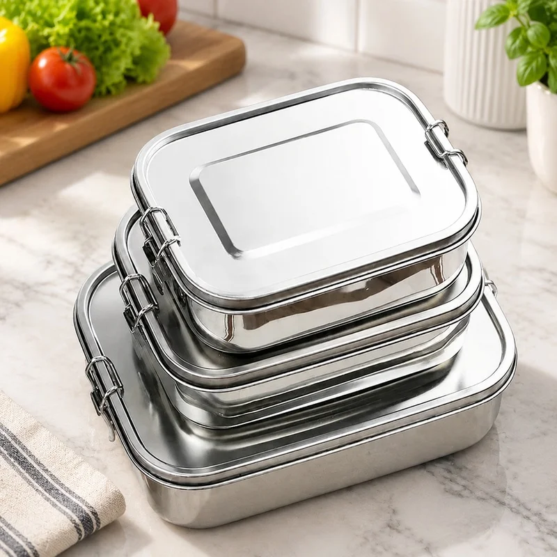 Insulated Square Bento Lunch Box for Students, High-Capacity 304 Stainless Steel Food Storage Container
