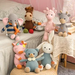 35cm Cute Bear Plush Toy Stuffed Animal Soft Knitted Deer Bunny Pig Appease Doll Toys for Birthday Gift