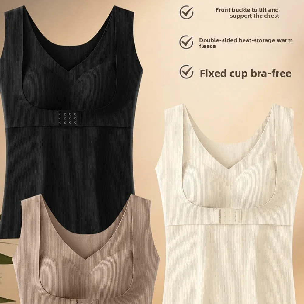 Camisola térmica adelgazante sin mangas con copas acolchadas, ropa interior térmica, forro polar de terciopelo, Control de barriga