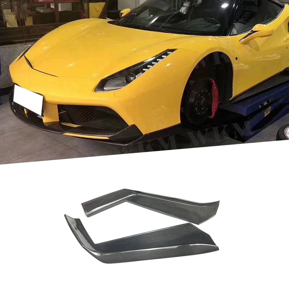 

2pcs / Set Dry Carbon Fiber Front Bumper Lip Side Splitters Flap Cupwings For Ferrari 488 GTB 2015-2018 Car Styling FRP