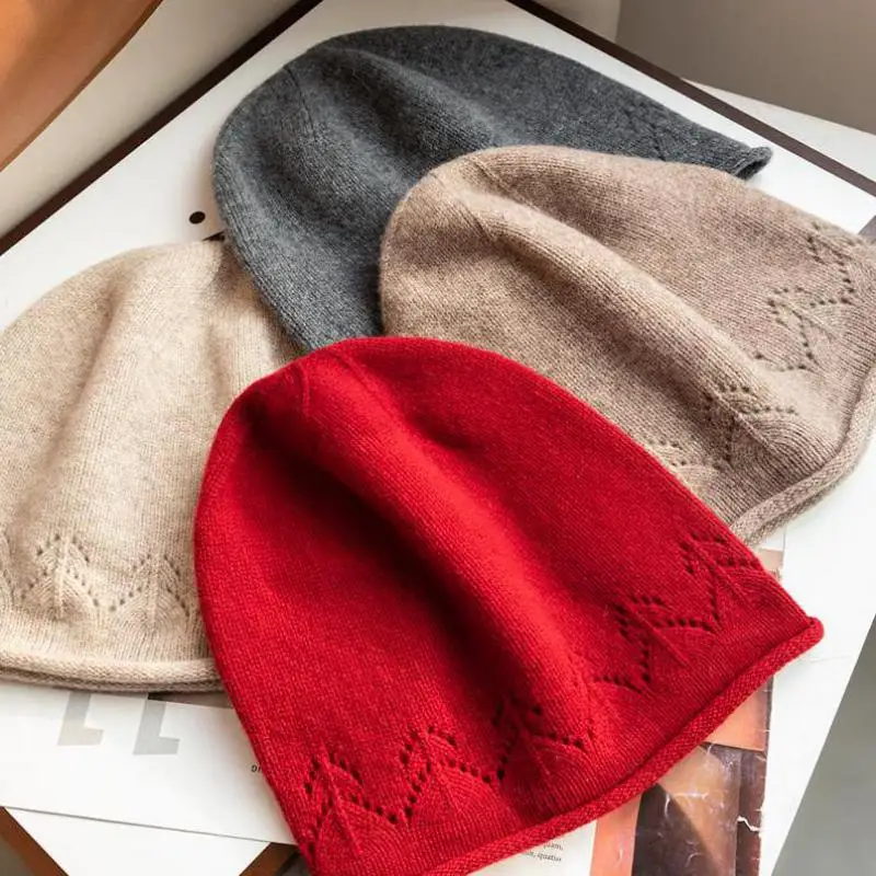 

Winter Hats Woman Wool Beanie Knitted Winter Hat Baggy Cap Ear Protection Keep Warm Bonnets Solid Color Soft Outdoor Casual New