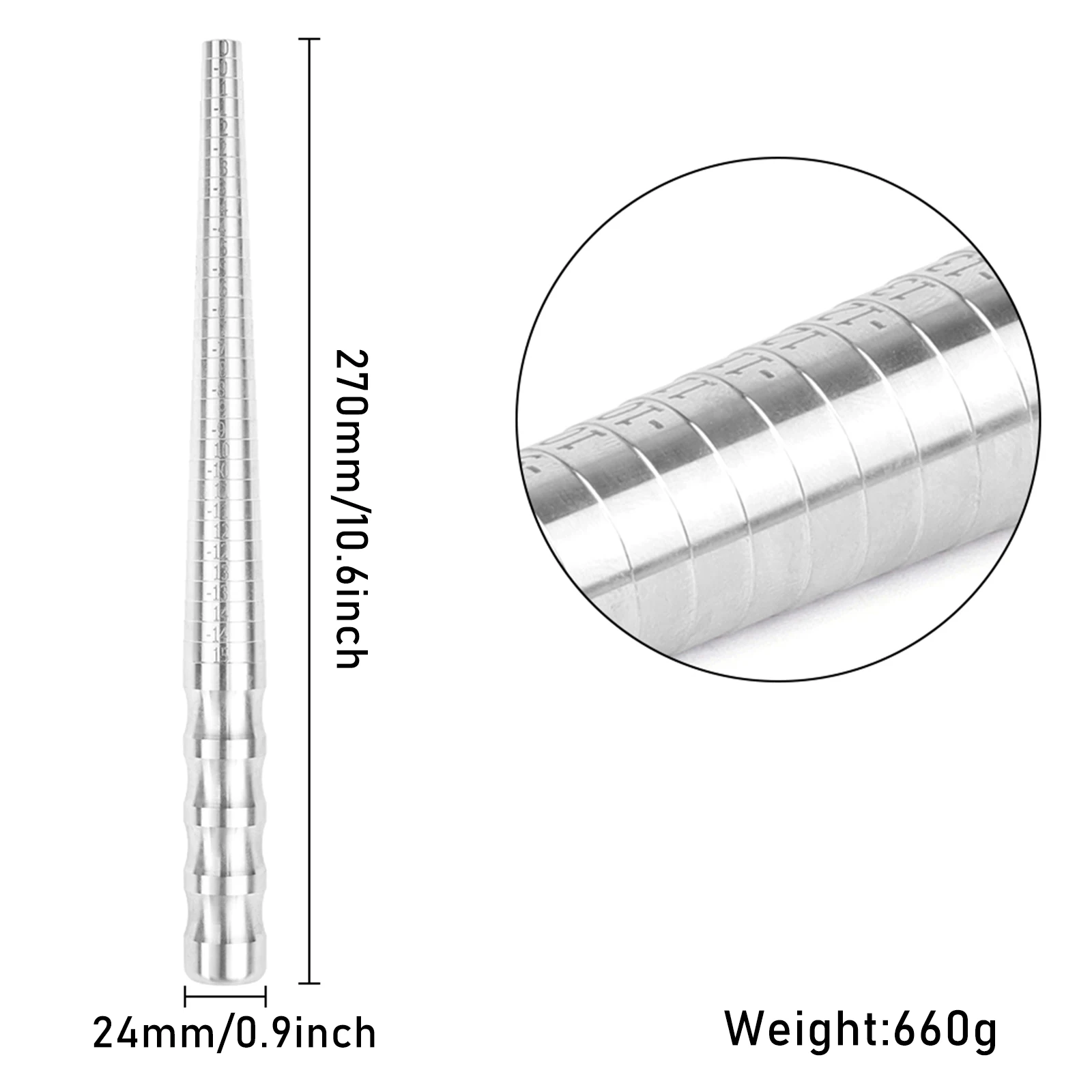 Premium Durable Steel Ring Mandrel Sizer – Professional Finger Gauge & Ruler for Accurate Ring Sizing