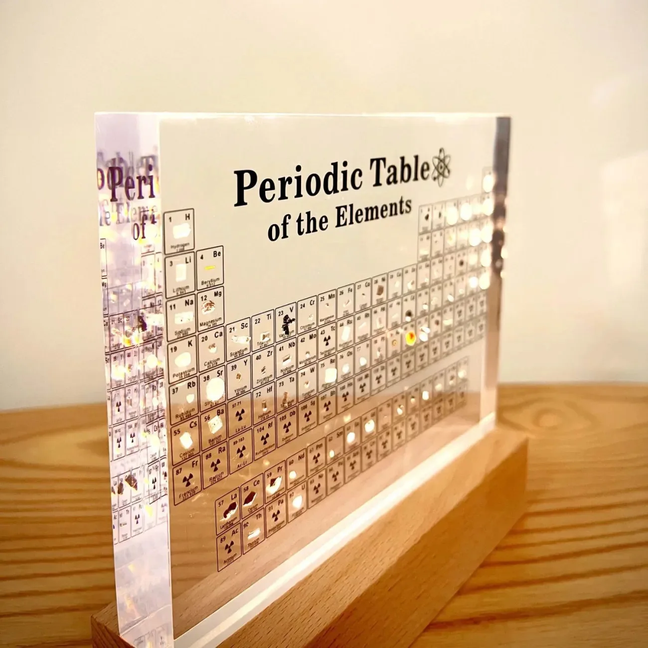 Aqumotic Periodic Table of Elements Acrylic Decor Night Light Real Thing Chemical Physical Stone Ore School Gift for Boy Man