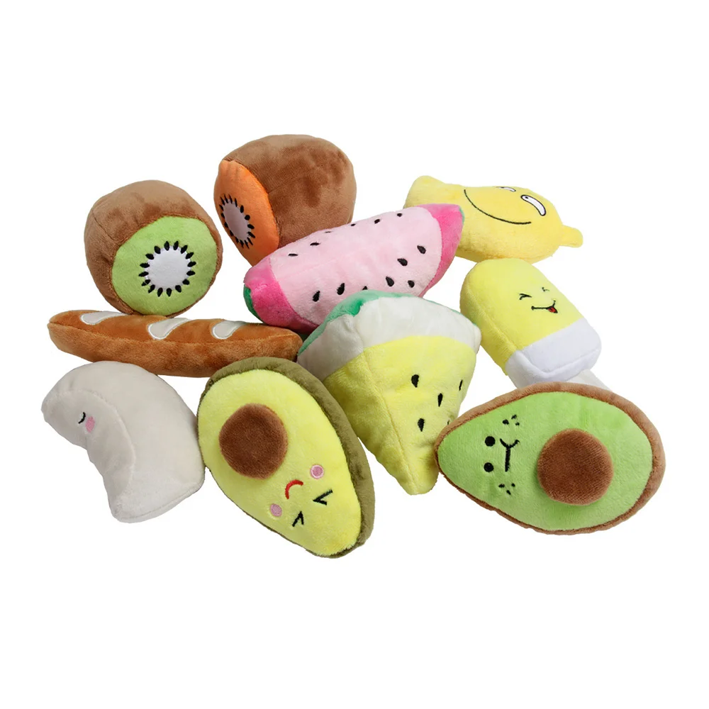 Sounding Dog Toys Puppy Dog Cat Pets Plush Chew Fruit Squeak Training Squeaky Toy For Multiple Colors Pet Products Good Gift