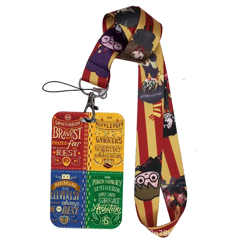 NEW 16 Styles Harries Potters Rope Neck Strap Hogwarts Badge Card Holder Anime Bus Card Cover Long Lanyard Card Case Kids Gifts