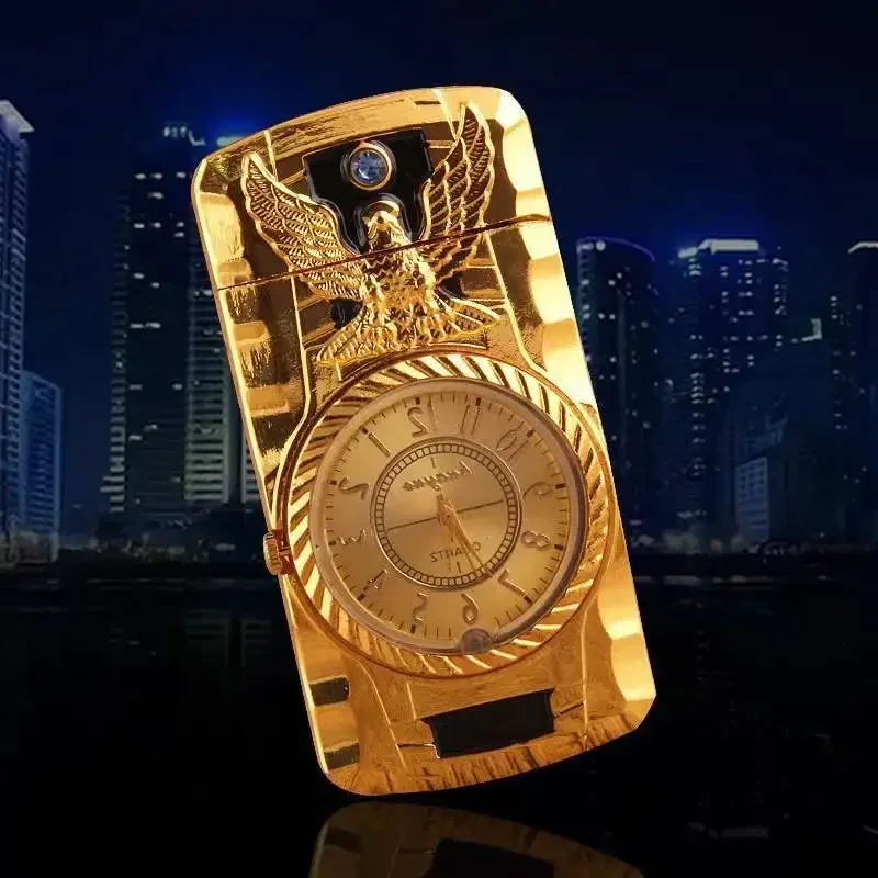 Metal Personalized Portable Inflatable Lighter Luminous LED dial Lighter Exquisite Relief Craft Business Gift Collection