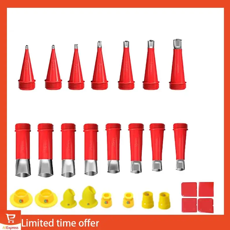 Fresh 27 Piece Caulk Nozzle Applicator With Base Yellow & Red Caulking Finisher Sealant Finishing Tool Kitchen Sink Joint