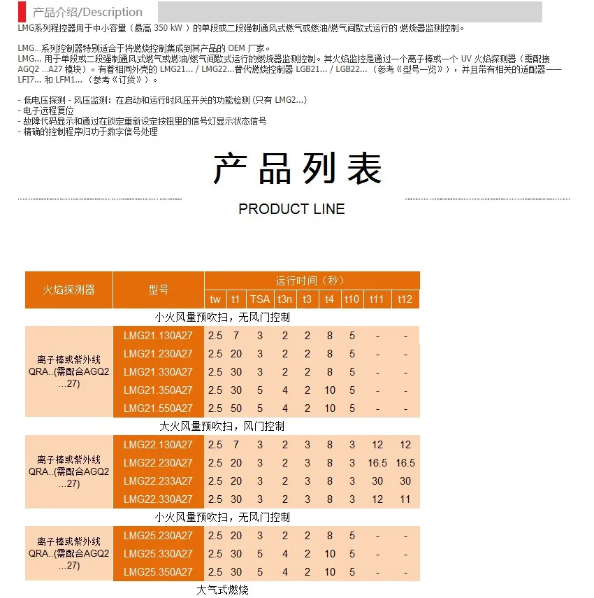 LMG22.330B27 LMG21.330B27 버너 컨트롤러 UNIG-200 빠른 점화 프로그래머블 제어 박스